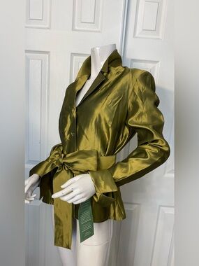 jcpenney Olive Satin Tie-Waist Blazer